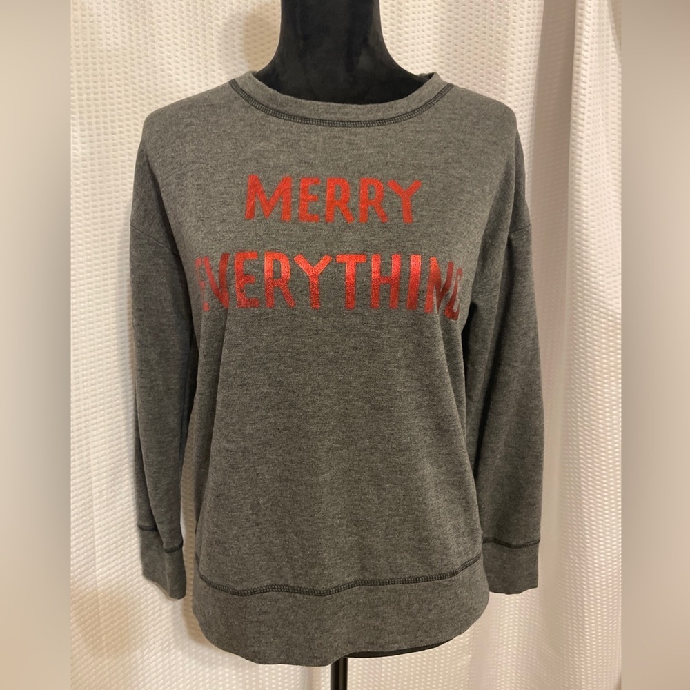 Jacqueline Intimates Gray Merry Everything Christmas Sweatshirt Size Small